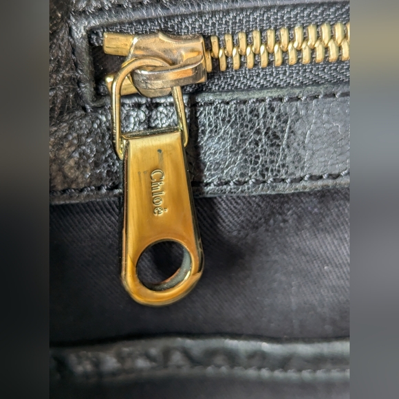 Chloe Ethel Geniue Leather Bag Large Shoulder Tote Black Gold Handbag - Picture 10 of 11